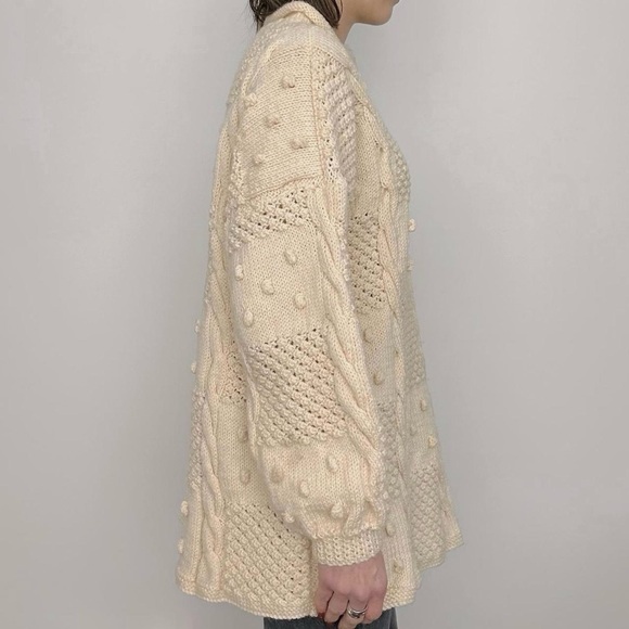 Vintage Chunky Irish Wool Sweater Ivory - Picture 5 of 7